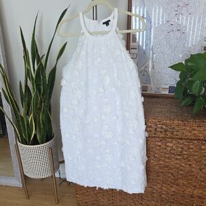Ann Taylor White Floral Appliqué Halter Dress for Kids